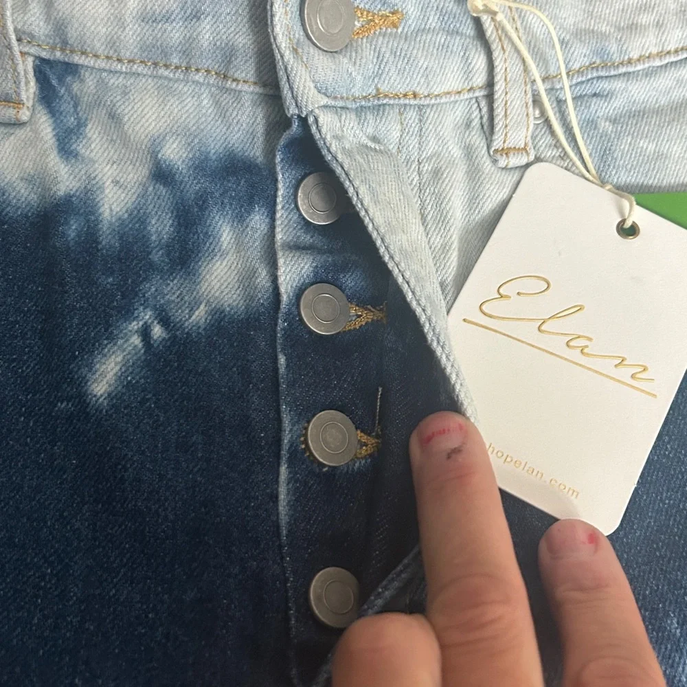 Elan Tie Dye High Rise Straight Leg Cropped Jeans Women's Medium button fly NWT - Picture 4 of 9